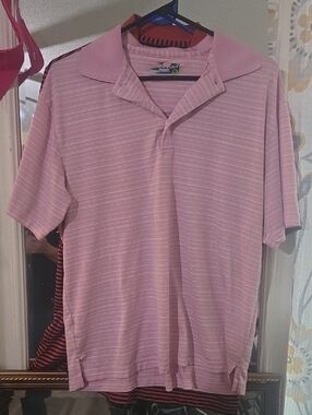 Men's Pink Striped Polo Shirt by